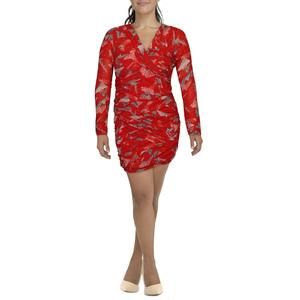 IRO Womens Red Drapey Midi Wedding Cocktail and Party Dress NWOT